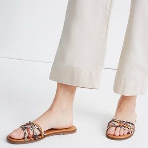 Crisscross Slide Sandal in Snake Embossed Leather